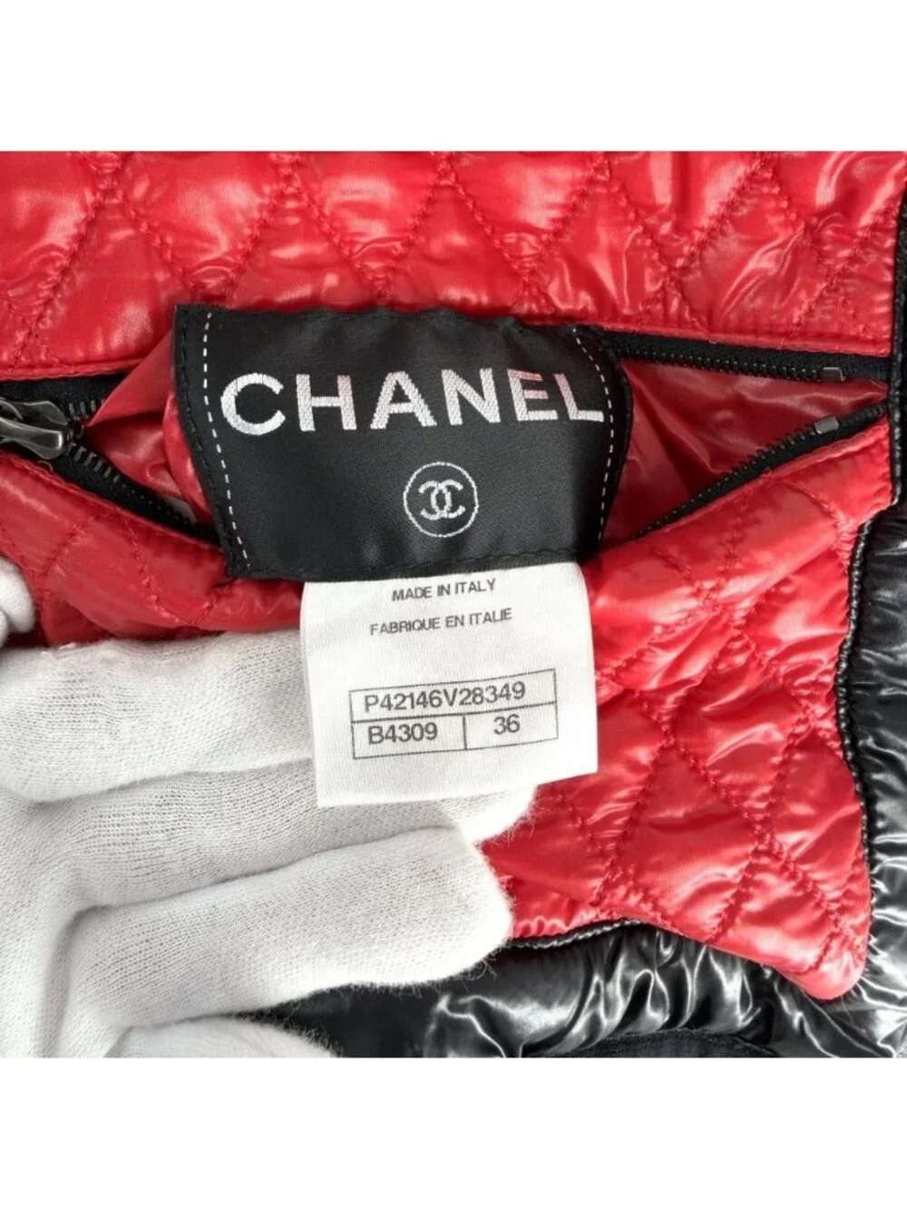 Chanel Jacket Reversible Down Color Quilted CC Logo 36 Black Pink Gunmetal